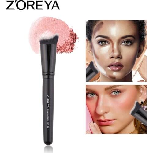 ZOREYA Europe And America White Head Black Background Artificial Fiber Makeup Brush Black Wooden Handle Special Shape Powder