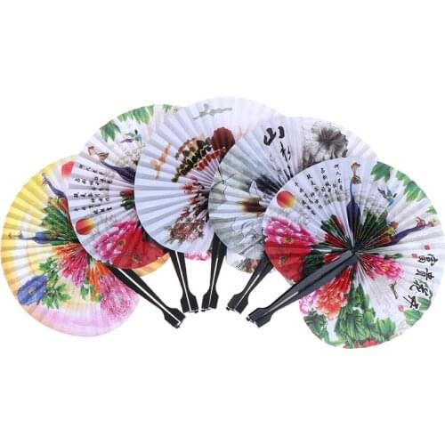 1pc Chinese Paper Folding Hand Fan Oriental Floral Peacock Party Wedding Gifts