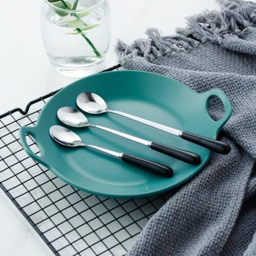 1pcs Creative Stainless Steel Coffee Spoon Honey Stirring Ice Cream Dessert Teaspoons Long Handled For Kitchen Gadget