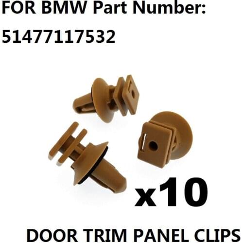 10x For BMW Interior Plastic Clips for Trims on Sill & Door Entrance- Biege Clips New, OE#51477117532