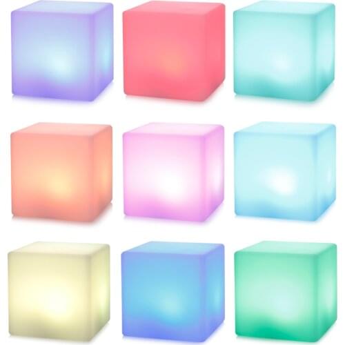 2021 USB Rechargeable LED Cube Shape Night Light with Remote Control for Bedroom 7 Colors Changing Night Light Built-In Battery