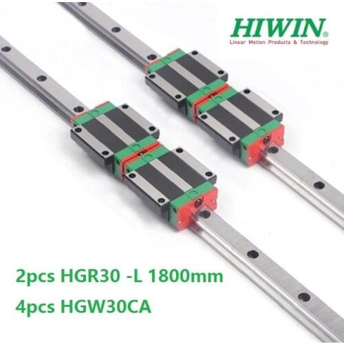 2pcs origial Hiwin rail HGR30 -L 1800mm linear guide + 4pcs HGW30CA HGW30CC flange carriage blocks for cnc router