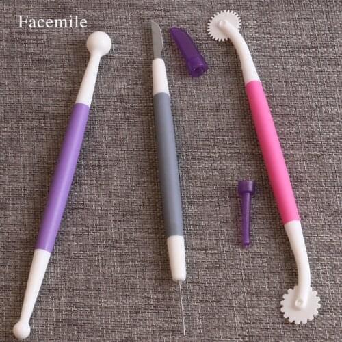 3pcs/set Fondant Cake Decorating Modelling Tools Fondant Needle Cake Pastry Carving Cutter Flower Clay Baking Craft Set 52115