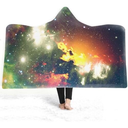 3D Hooded Blankets Home Adults 3D Printing Space Planets Warm Soft Wearable Blankets Hooded Blanket