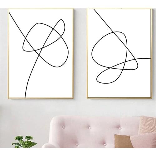Abstract One Line Drawing Wall Art Poster And Print Irregularity Geometry Canvas Painting Minimalist Pictures Living Room Decor