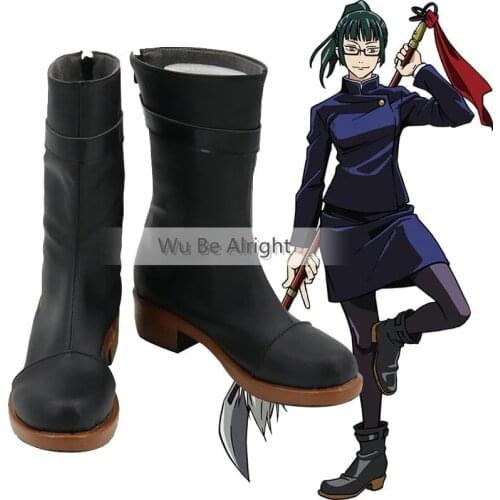 Anime Jujutsu Kaisen Zenin Maki Cosplay Shoes Zenin Maki Cosplay Uniform Dress Costumes Wig Boots Glasses for Women Halloween