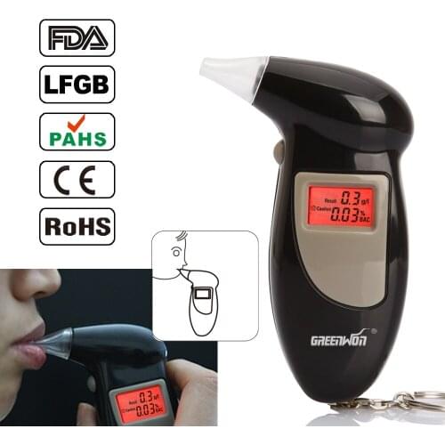 2pcs/ 2019 Keychain Alcohol Tester Breathalyzer Alcohol Detector With LCD Display & 5 Mouthpieces Free Shipping