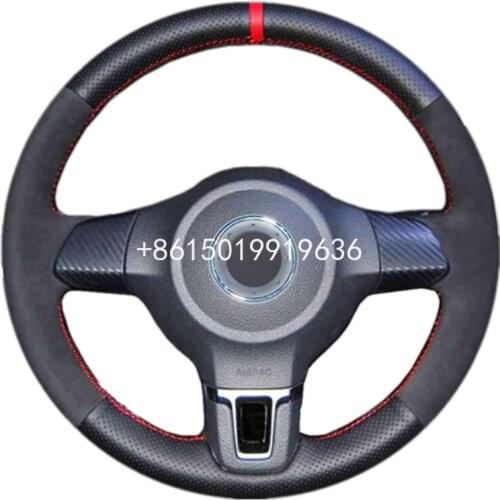 Black Suede Leather Car Steering Wheel Cover for Volkswagen Golf 6 Mk6 VW Polo Sagitar Bora Santana Jetta MK5 10-13