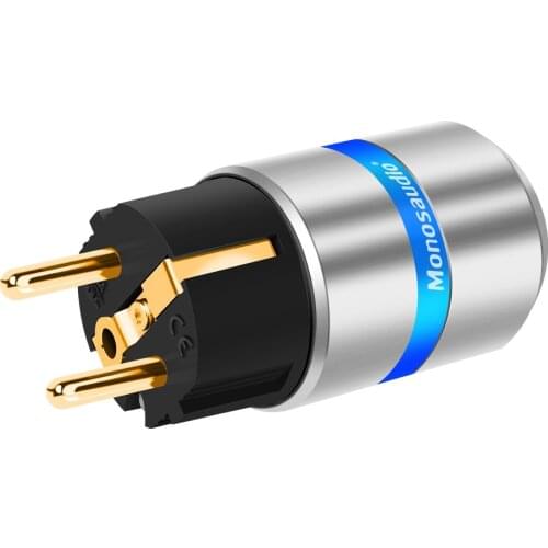 E106G/F106G 99.99% Pure Copper 24K Gold Plated Schuko Power Plug Connector IEC Female Plug DIY Mains Power Cord Cable