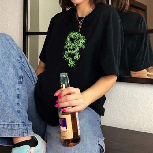 Summer Short Sleeve Streetwear Harajuku T-shirt Zodiac Dragon Print Retro Clothes Punk Oversized Gothic Top T-shirt Hip Hop