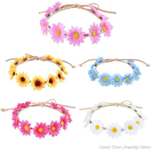Sunflower Garland Floral Wreath Woven Daisy Headband for Women Female Girls Hat Hair Decorative Accessories My18 21 Dropshipping