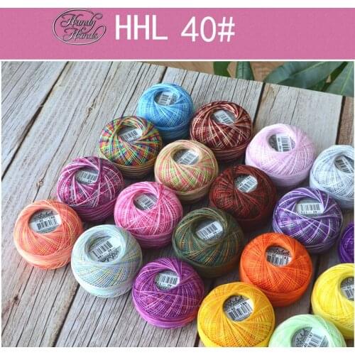 HHL cotton lace line Woven Crochet hook /Shuttle thread NO.40 dyed series 25g/roll 274meters thickness 0.3-0.4mm 172-190