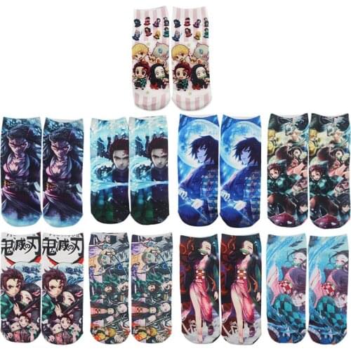Anime Happy Sock Demon Slayer Kimetsu No Yaiba Blade Of Ghost Cosplay Cotton Socks For Women Girl Kid Christmas
