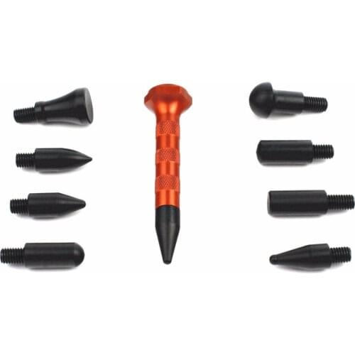PDR Tools Set Knock Down Tools Tap Down Pen with 9 Heads Hand Tool Set for Paintless Hail Removal Car Dent Remover