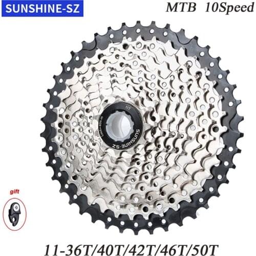 SUNSHINE cassete 10 velocidade bicicletas Cassette Flywheel 10S 36/40/42/46/50T Freilauf Breite Verhaltnis Mountainbike