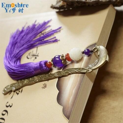 Wild Animal Pattern Dolphin Pendant Metal Book Marks for Diary Book Reader Chinese Chic Retro Bookmark Vintage Bookmarks M157