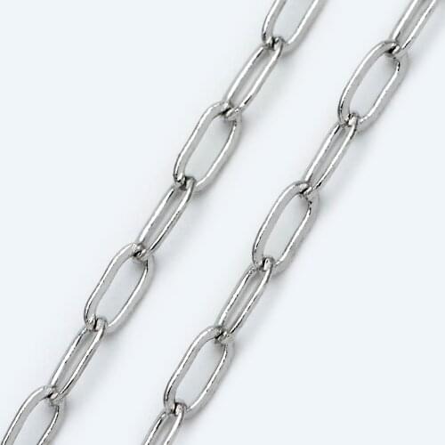 Rhodium Plated Brass Oval Cable Chains 3mm, DIY Chain Findings Wholesale (#LK-454)/ 1 Meter=3.3 Ft