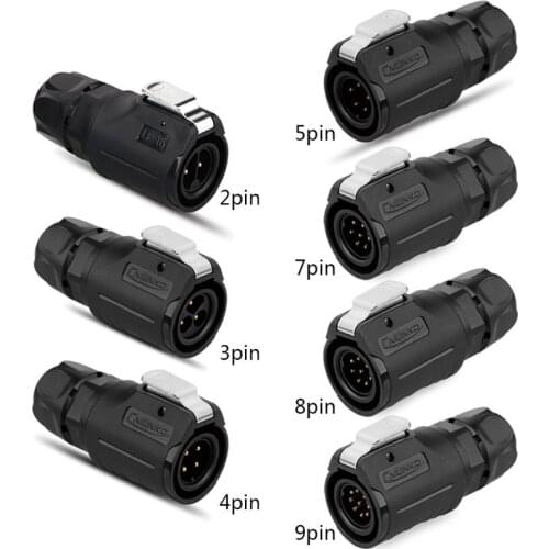 LP16 Plastic 2 3 4 5 6 7 8 9 Pin Power Industrial Circular Connector Outdoor IP67 Waterproof for Solar Power and Signal