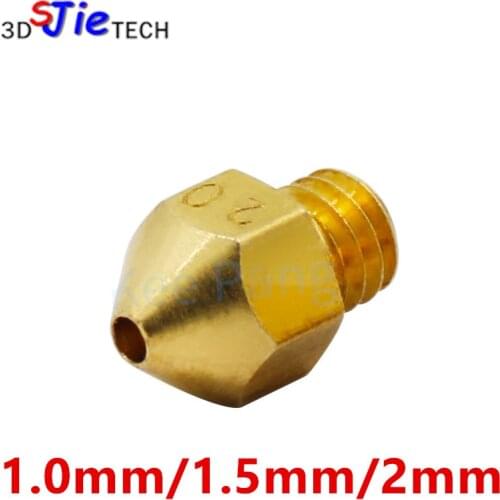 Large Caliber Copper Nozzle brass nozzle 1.0mm 1.5mm 2.0mm Larger Diameter M6 For 1.75/3mm Filament 3D Printer Accessories