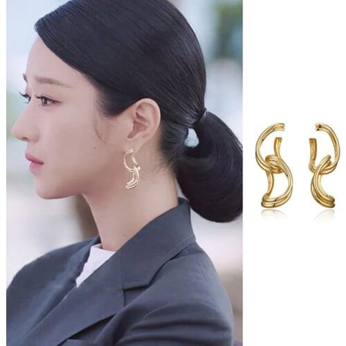 Fashion Korean TV Star Geometric Irregular Metal line Drop Earrings For Women Girls Jewelry Gifts Long Punk Minimalist Oorbellen