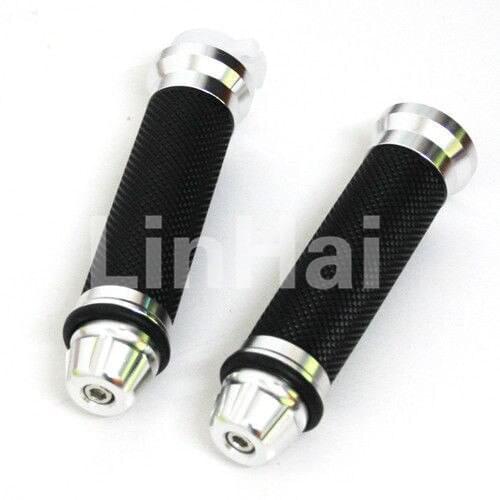 MOTORCYCLE 7/8" 22mm HANDLE BAR RUBBER GEL HAND GRIPS FOR SPORTS BIKE+ BAR END SILVER