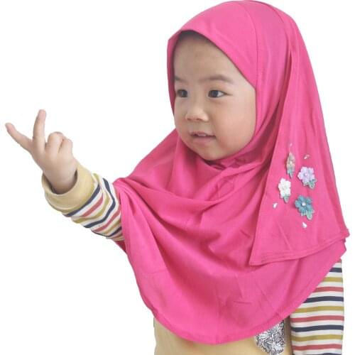 Muslim Girls Kids Hijab Islamic Scarf Shawls Lovely Elegent Hijabs for 3 to 8 years old Girls