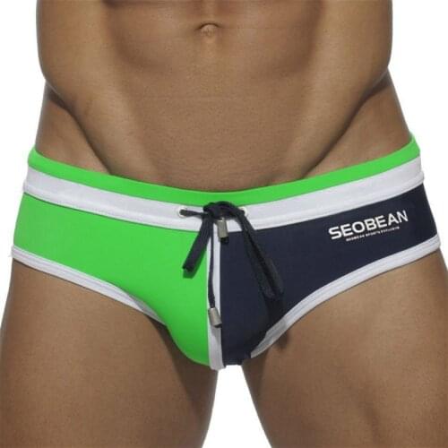 Seobean Swim Briefs Gay Mens Swimwear Sexy Low rise Bikini Swimsuit Surf Swimming Sport Wear Shorts Trunks New 2015 calzoncillos