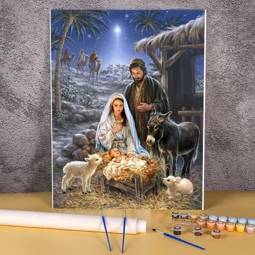 Region Orthodox Icon Paint By Numbers Kit Oil Paints 50*70 Canvas Painting Handmade For Children Wall Art Wholesale