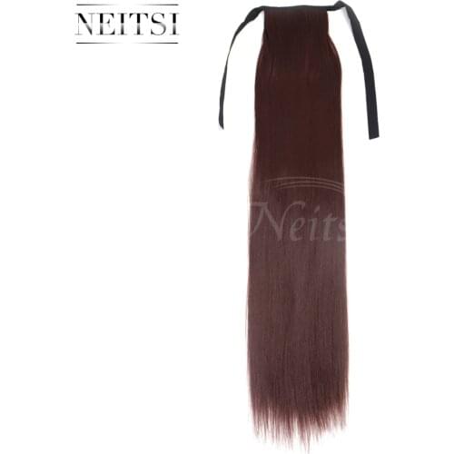 Neitsi 22'' 1pc Clip In Hair Extensions Ponytail Synthetic Straight Włosy 33# Hairpins Heat Resistant For Womens