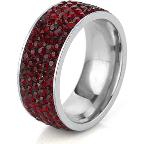 NIBA Fashion Rings New Design Real Stainelss steel Siam Crystal Party Ring for women