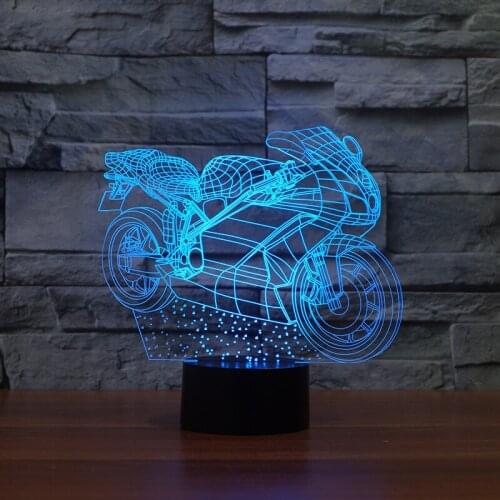 Fullsun Fule Creative Motorcycle Nightlight Kids Room 3d Desk Led Night Light Lovely cartoon childrens toys