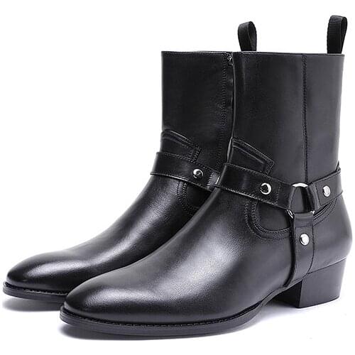 New Fashion Men Boots Motorcycle Handmade Wing Genuine Leather Business Wedding Boots Casual British Style Wine BLACK Boots