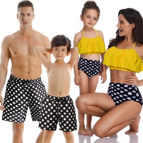 New Dad And Son Family Look Mother Daughter Bikini Swimwear Beach Bath Swimsuits Look Mommy and Me Clothes Matching Outfits