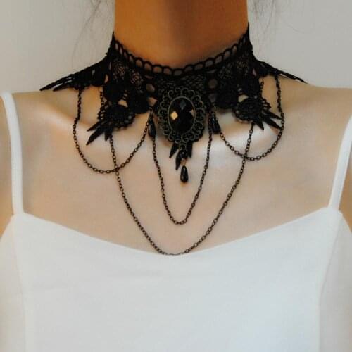 Choker Necklace Gothic Jewelry Vintage Lace Necklace & Pendant Women Accessories False Collar Statement Necklace