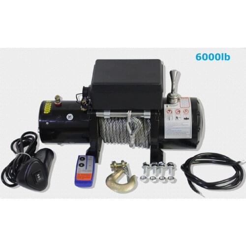 6000lb--12000lb 12V 24V portable electric winch Car truck auto barge trailer hand tool puller steel wire rope