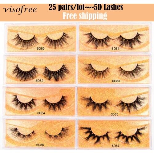 Wholesale 6D Eyelashes 25 Pairs Visofree 3D Mink Lashes Natural False Eyelashes Hand Made Makeup Eye Lashes 3D Mink Eyelashes