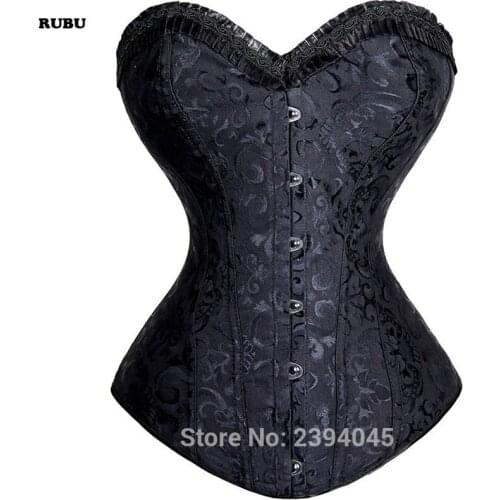 Sexy Lace up Dobby Boned Overbust Corset Bustier Top Waist Cincher Shaper Corsetlet Slimming Gothic Plus Size S-6XL Body
