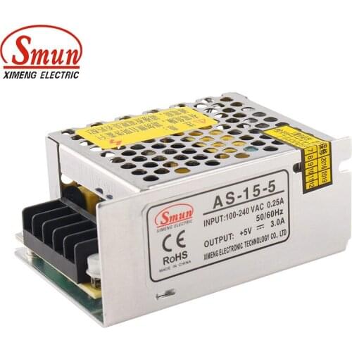 SMUN AS-15-5 15W 5V 3A Switching Power Supply SMPS For LED Lighting With 2 Years Warranty
