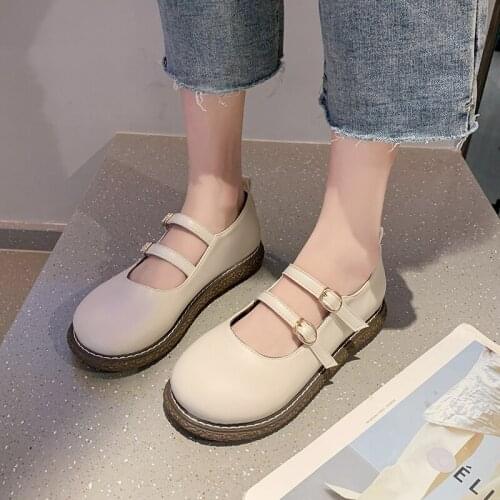 Women Mary Janes Buckle Lolita Double Buckle Strap 2021 Spring Autumn Shoes Black Platform Flats Slip On Retro Casual Shoes
