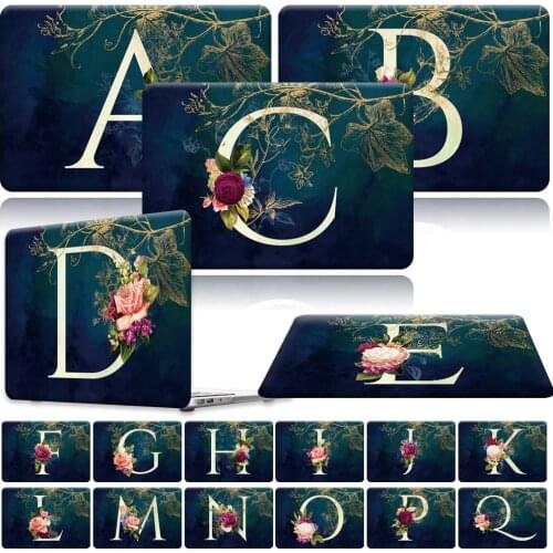 Initial letter hard laptop Shell case cover For Apple Macbook 12" A1534 / Macbook Pro retina 13 15 16 touch bar printed