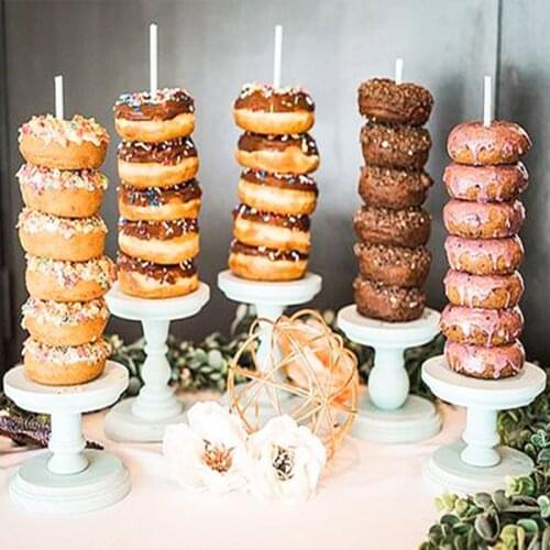 Wedding Table Decoration Donuts Stands Wall Wooden Holds Dessert Doughnut Holder Kids Adult Birthday Party Supplies Baby Shower