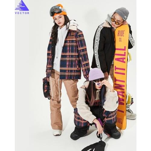 VECTOR Men Women Ski Suit Ski Jacket+Ski Pants Bib Overalls Winter Warm Windproof Waterproof Outdoor Sports Snowboard Skiing Set