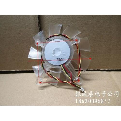 Computer Cooler Fan 75MM EVERFLOW R128015SL (Z14K2aR) DC 12V 0.19AMP 2Pin 3Pin Replacement For ASUS EN9600GSO EN9600GT EAH3850