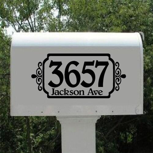 Framed Mailbox Sticker Vinyl Decal Address Mail Box House Number Street set of 2