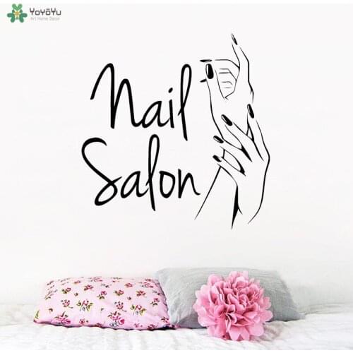 YOYOYU Wall Decal Nail Bar Sign Vinyl Wall Sticker Polish Manicure Girls Beauty Salon Art Mural Removable Window Decor DIY CT592