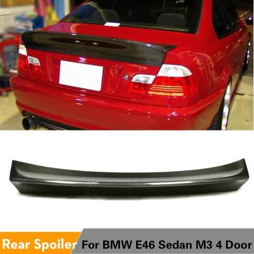 Rear Spoiler Trunk Boot Lip Wing For BMW E46 4Door Sedan M3 1999 - 2004 Carbon Fiber Black / PU Grey Car Tuning Parts