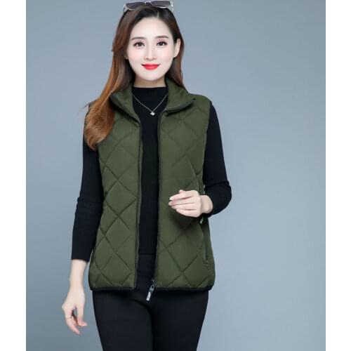 Woman Jacket Vest Feather Silk Cotton Vest Womens Large Size Casual Vest Autumn and Winter Clothing Chaleco Mujer