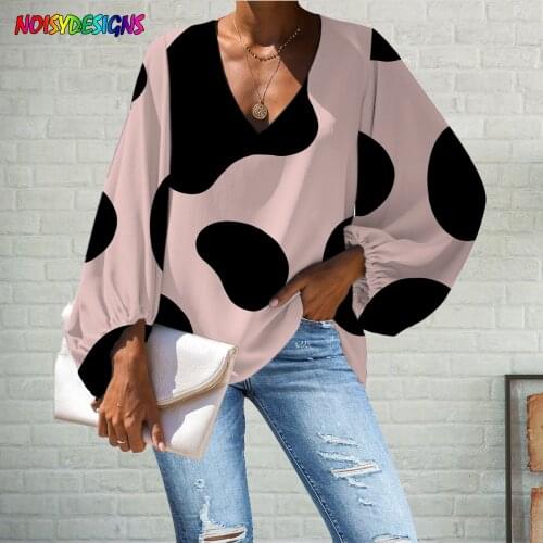 WHEREISART Black Cow Pattern Women Blouses Tops Plus Size Women Clothing Fall Autumn Chiffon Blouse Woman Ladies Camisas Mujer