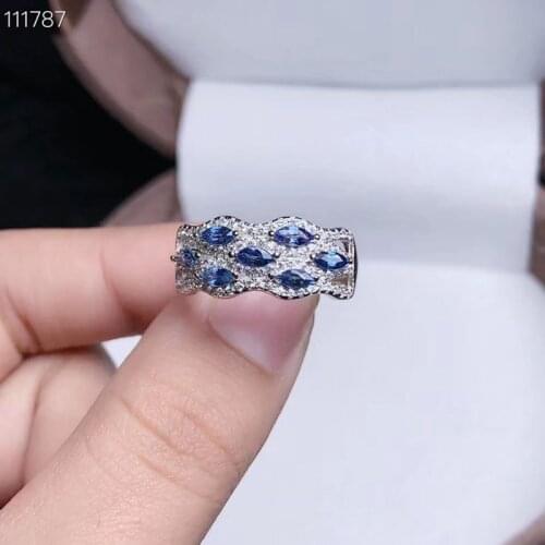 Horse eye style gem exquisite blue sapphire gemstone ring for women natural gem 925 sterling silver ring birthday gift New year