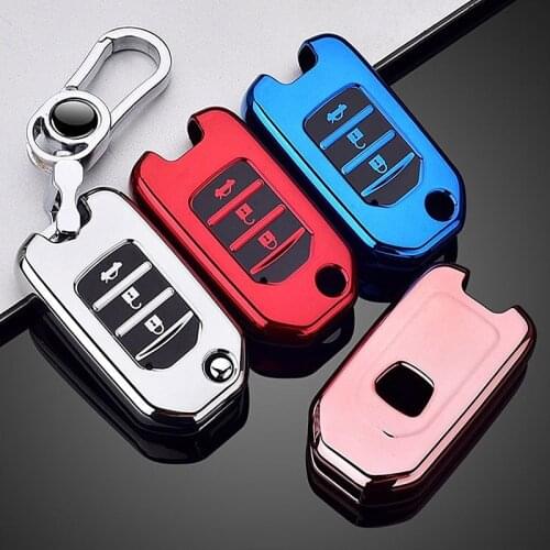 1x TPU Car Remote Key Pocket Cover Case Shell For Honda Civic CR-V HR-V Accord Jade Crider Odyssey 2015- 2018 3 Buttons Flip Key